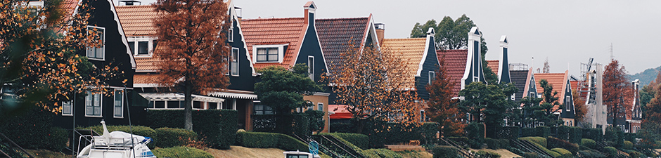 Huizen met bomen